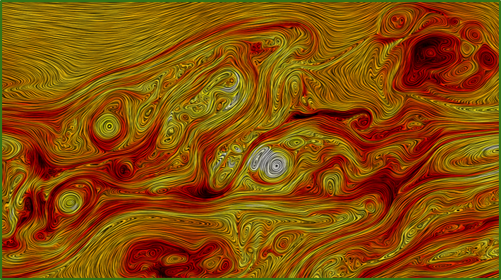 Cropped region showing coherent structures late in the simulation